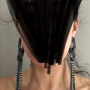 Gunmetal woven earrings